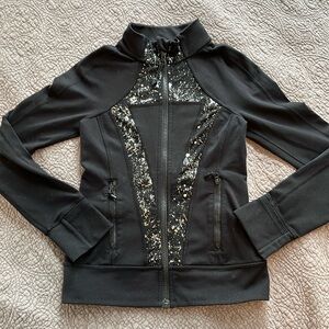 Ivivva by lululemon, girls define jacket, black/silver, size 8